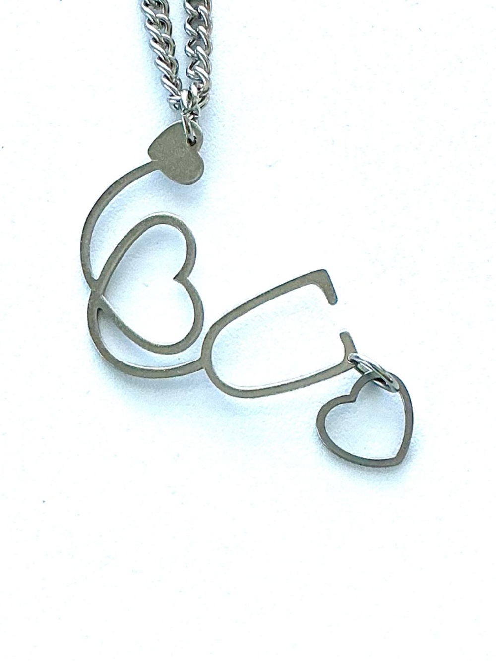 🆕  Stethoscope Shaped into a Heart Pendant Necklace-Stainless Steel